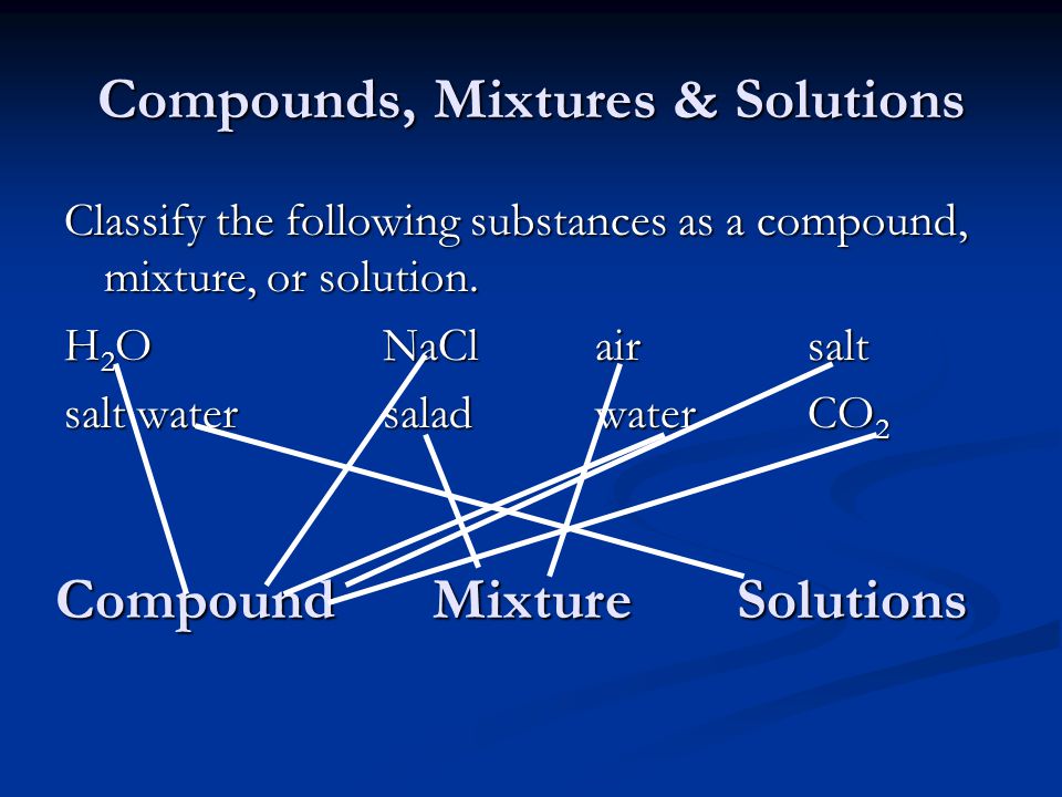 Compounds, Mixtures & Solutions