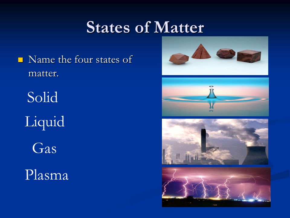 States of Matter Solid Liquid Gas Plasma