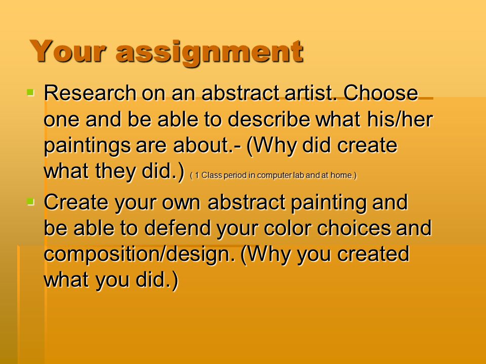 Your assignment