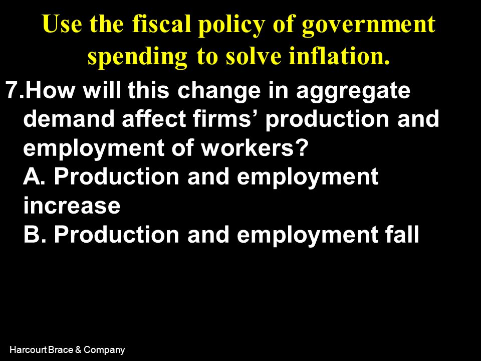 Use the fiscal policy of government spending to solve inflation.