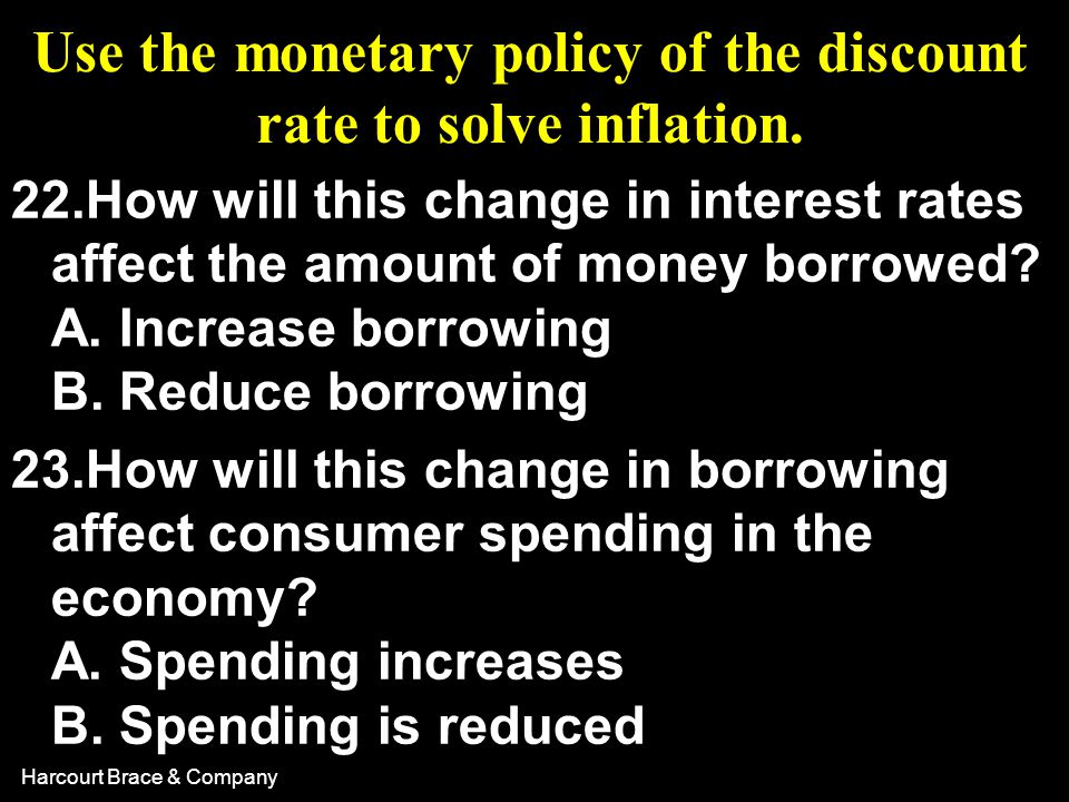 Use the monetary policy of the discount rate to solve inflation.