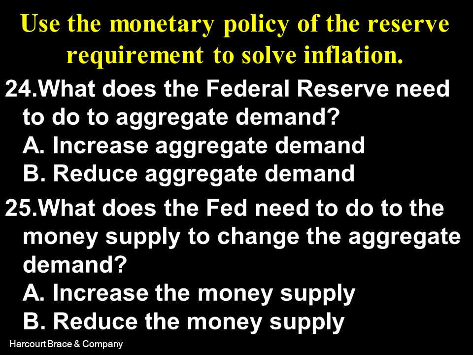 Use the monetary policy of the reserve requirement to solve inflation.