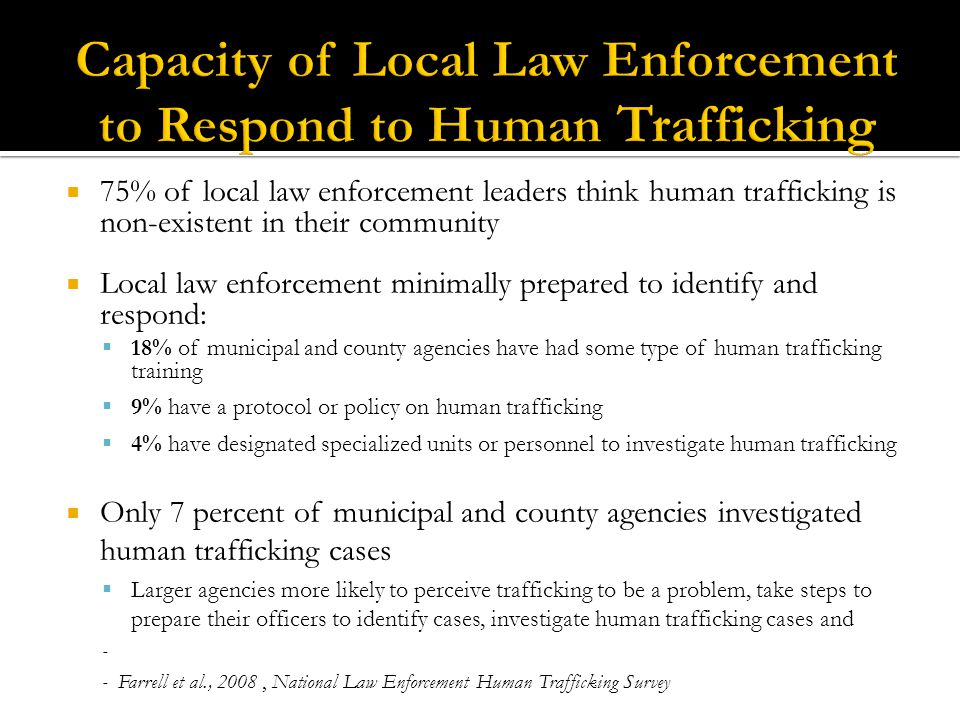 Capacity of Local Law Enforcement to Respond to Human Trafficking