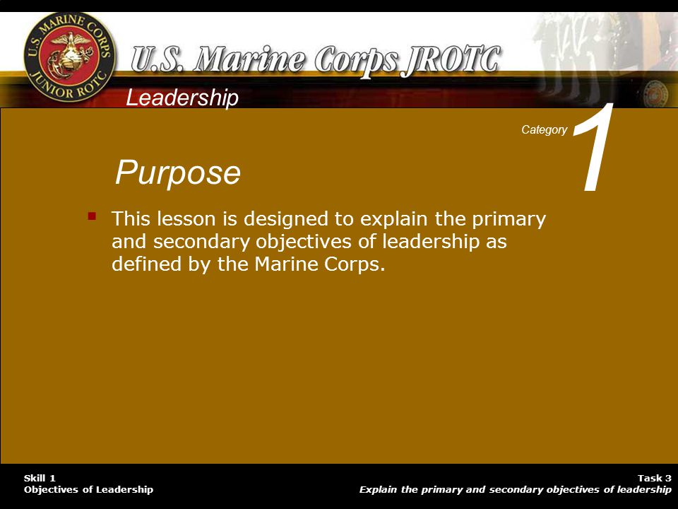 1 Leadership. Category. Purpose.