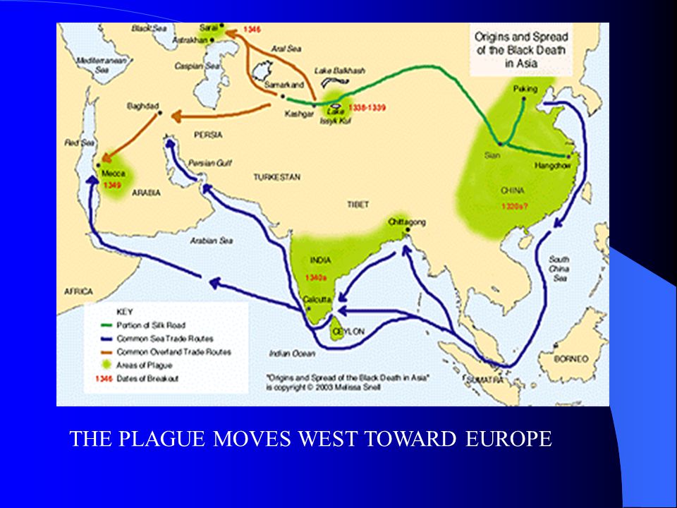 THE PLAGUE MOVES WEST TOWARD EUROPE