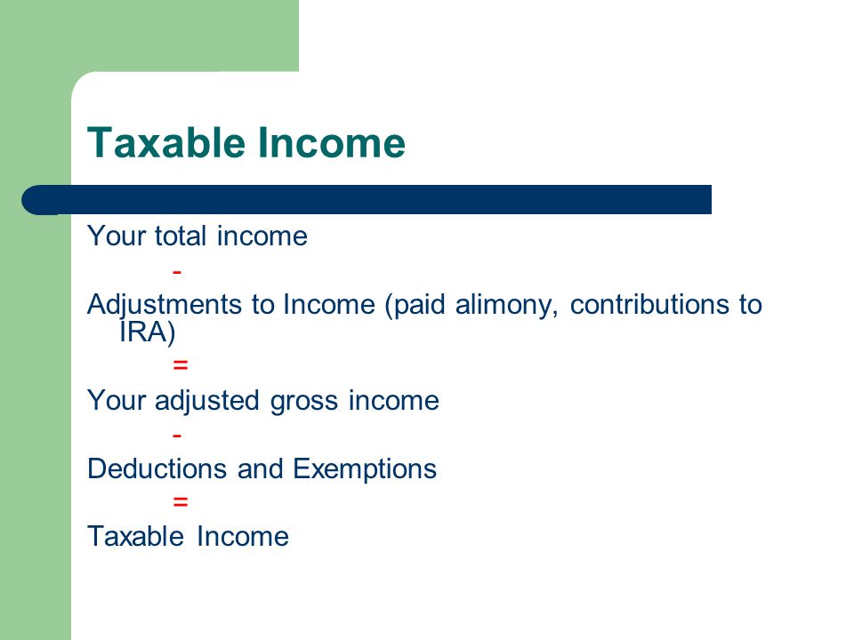 Taxable Income Your total income -