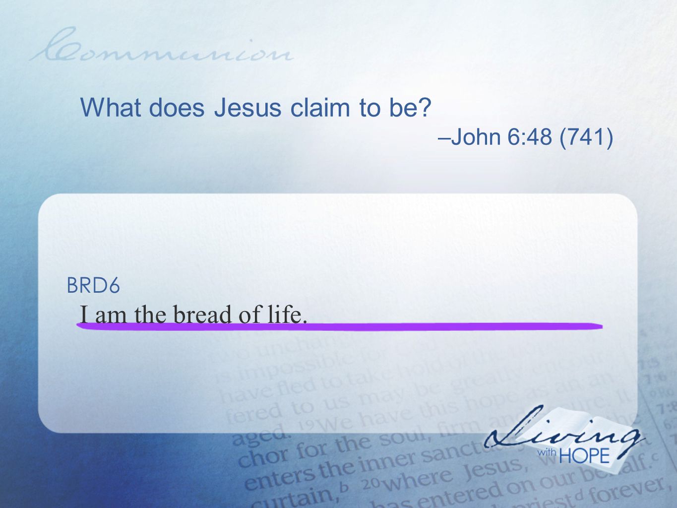 BRD6 I am the bread of life.