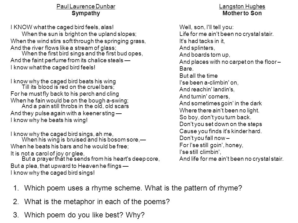 Which poem uses a rhyme scheme. What is the pattern of rhyme