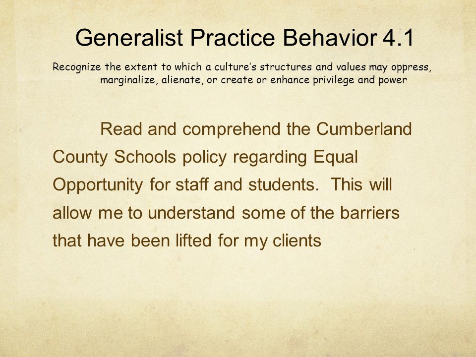Generalist Practice Behavior 4.1