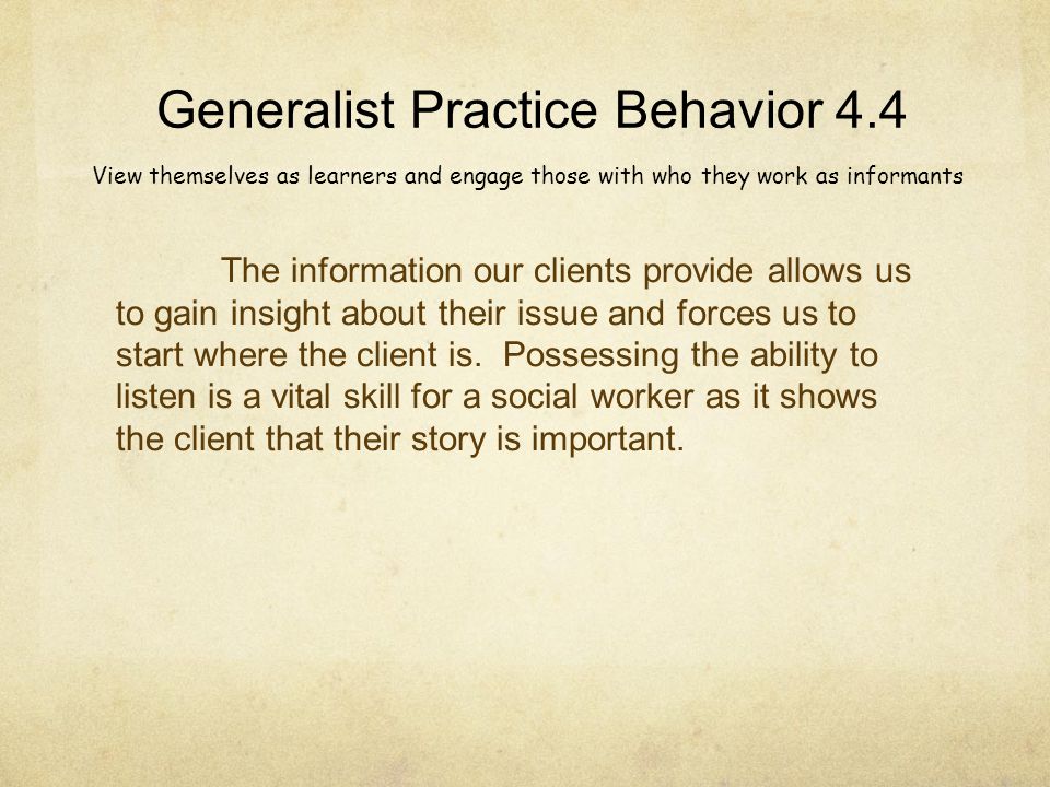 Generalist Practice Behavior 4.4