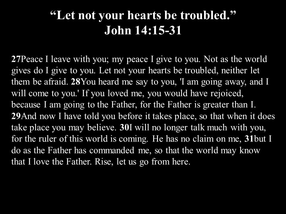 Let not your hearts be troubled.