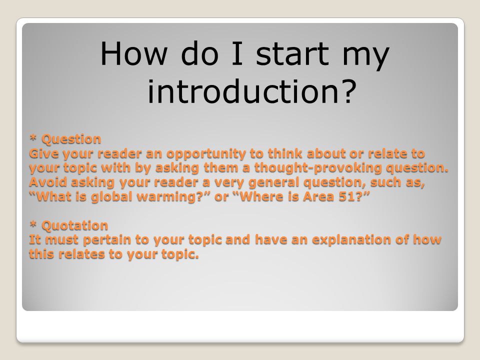 How do I start my introduction