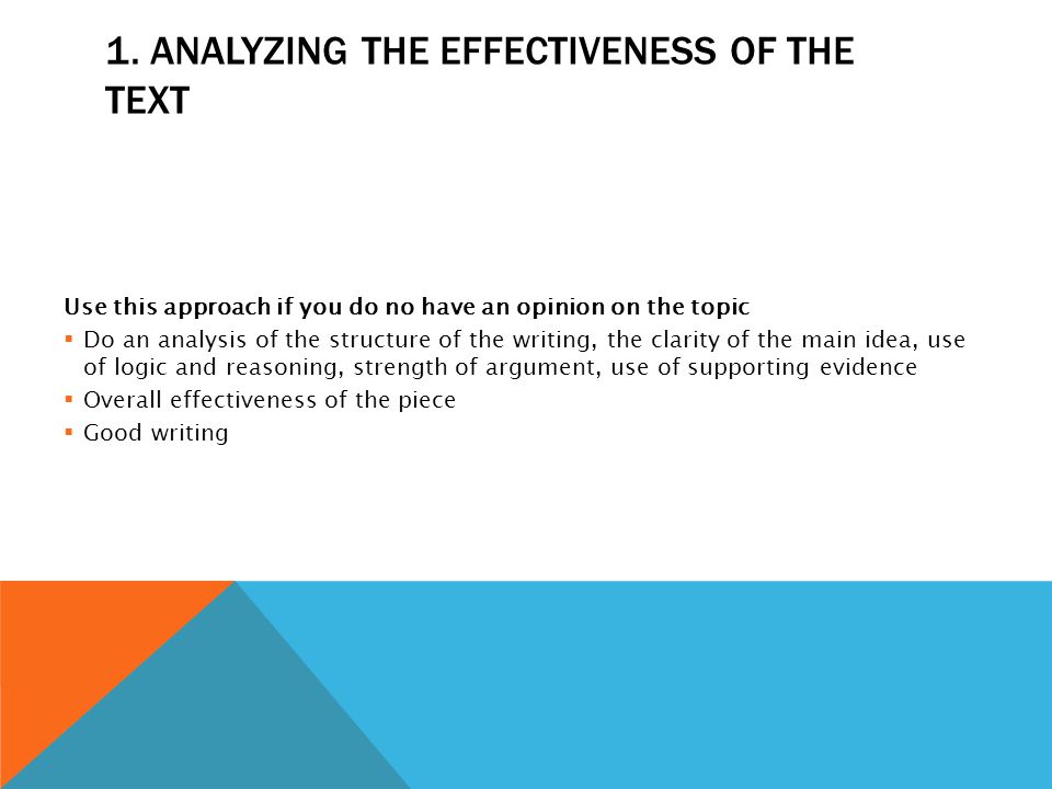 1. Analyzing the effectiveness of the text