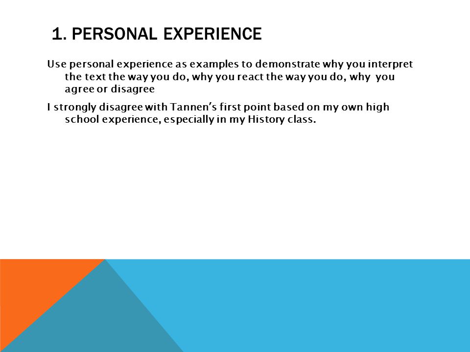 1. Personal Experience