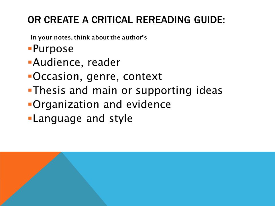 Or create a critical rereading guide: