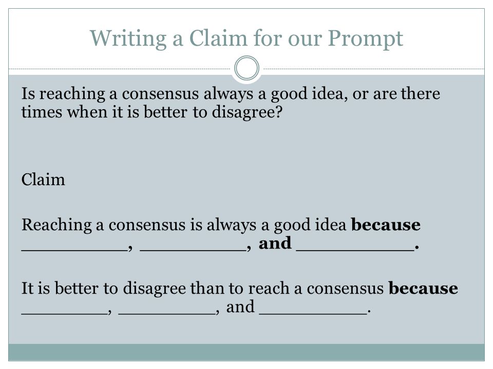 Writing a Claim for our Prompt