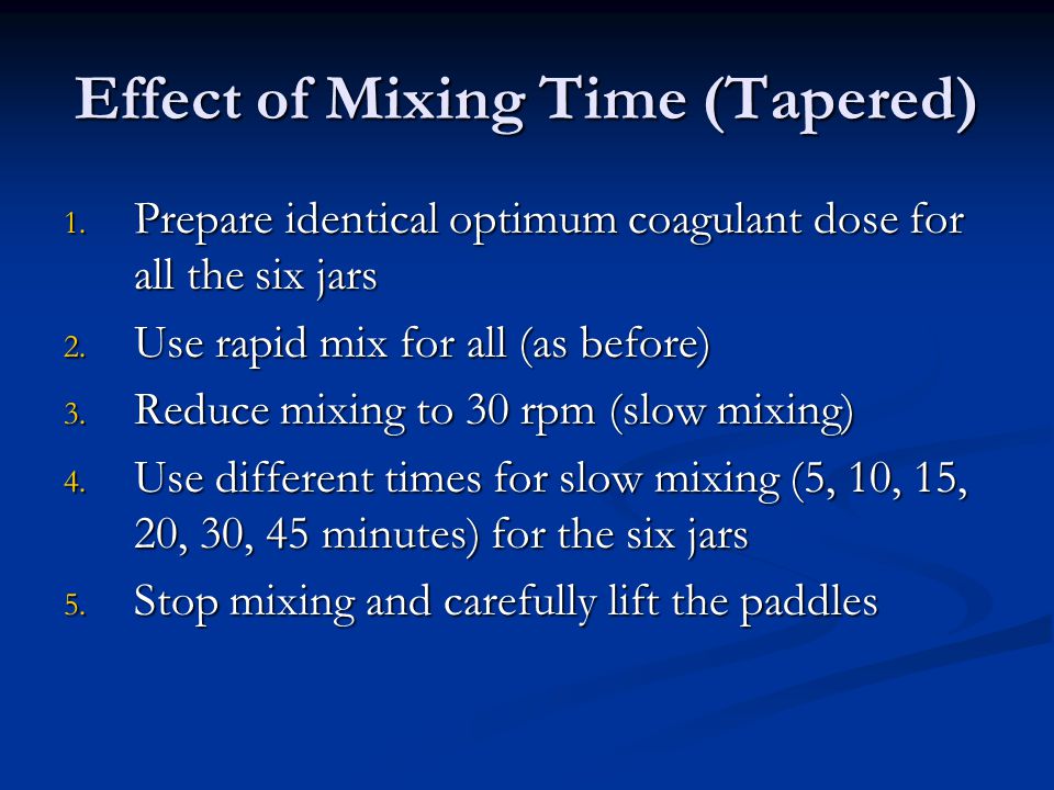 Effect of Mixing Time (Tapered)