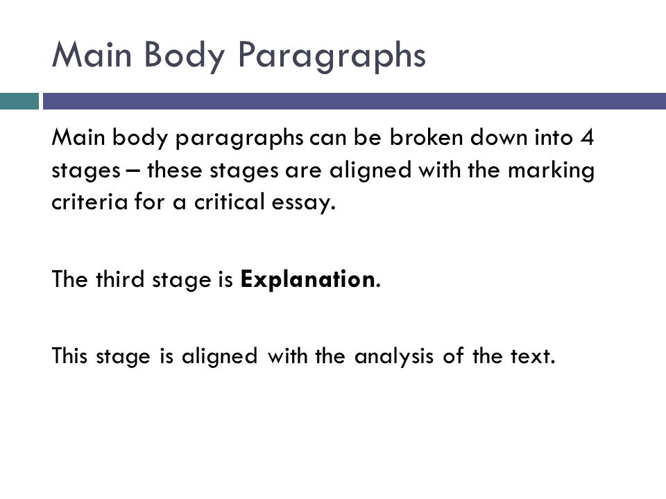 Main Body Paragraphs