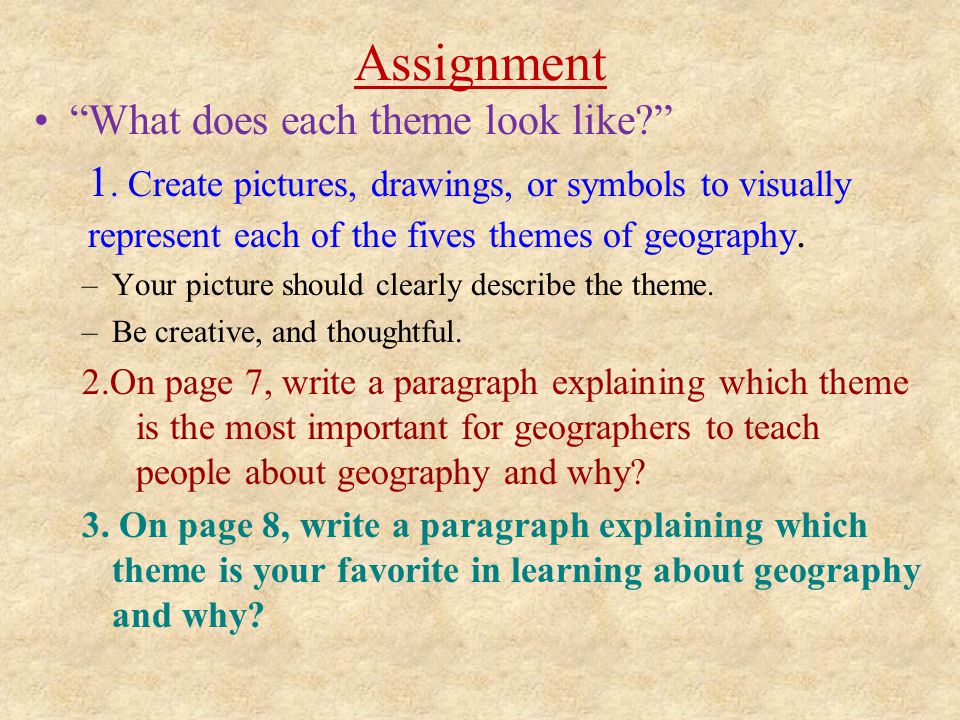 Assignment What does each theme look like