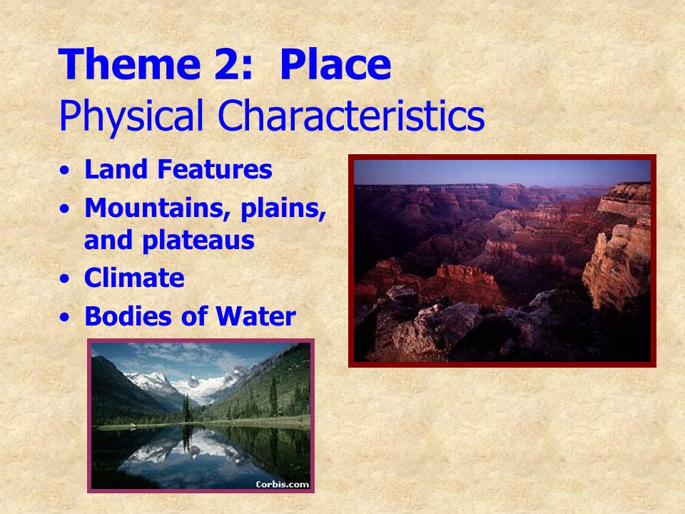 Theme 2: Place Physical Characteristics