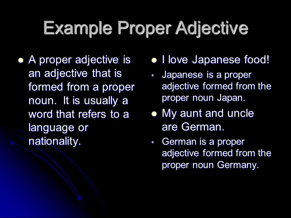 Example Proper Adjective