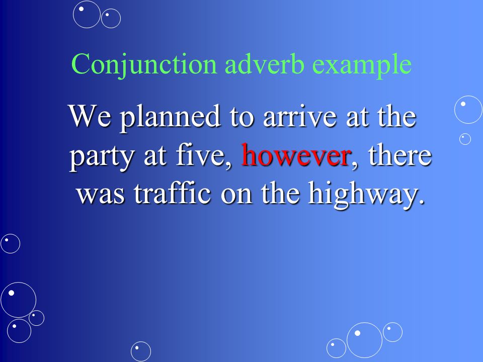 Conjunction adverb example