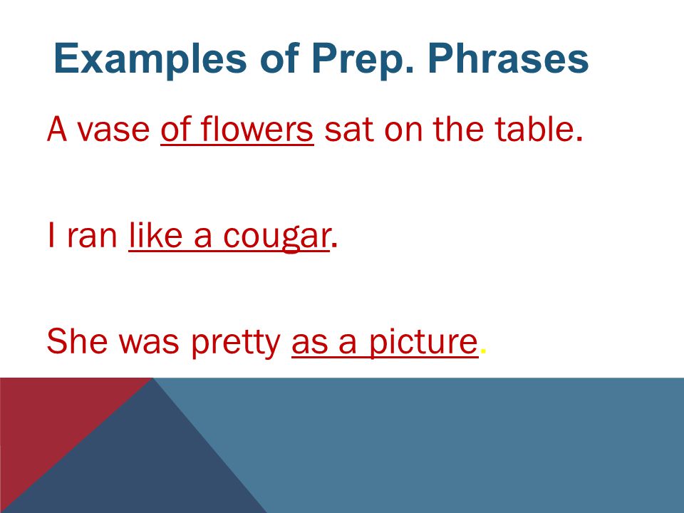 Examples of Prep. Phrases