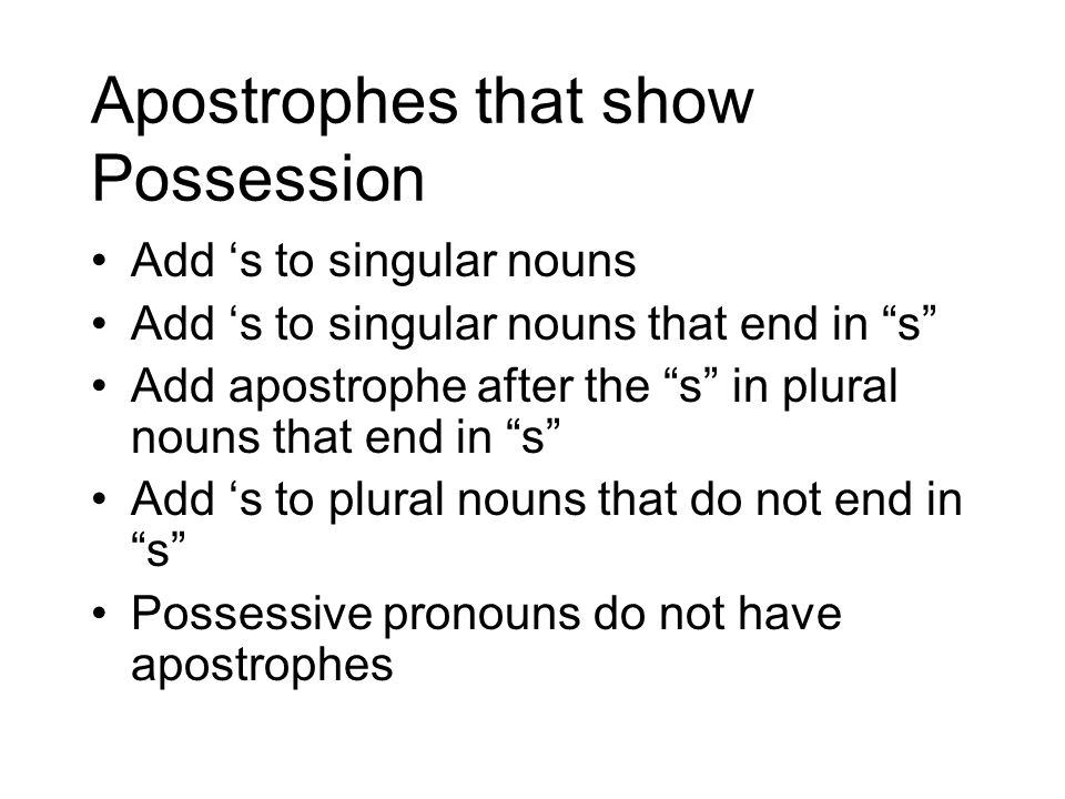 Apostrophes that show Possession