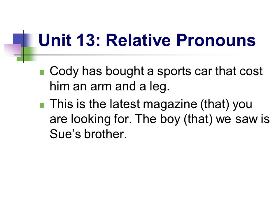 Unit 13: Relative Pronouns