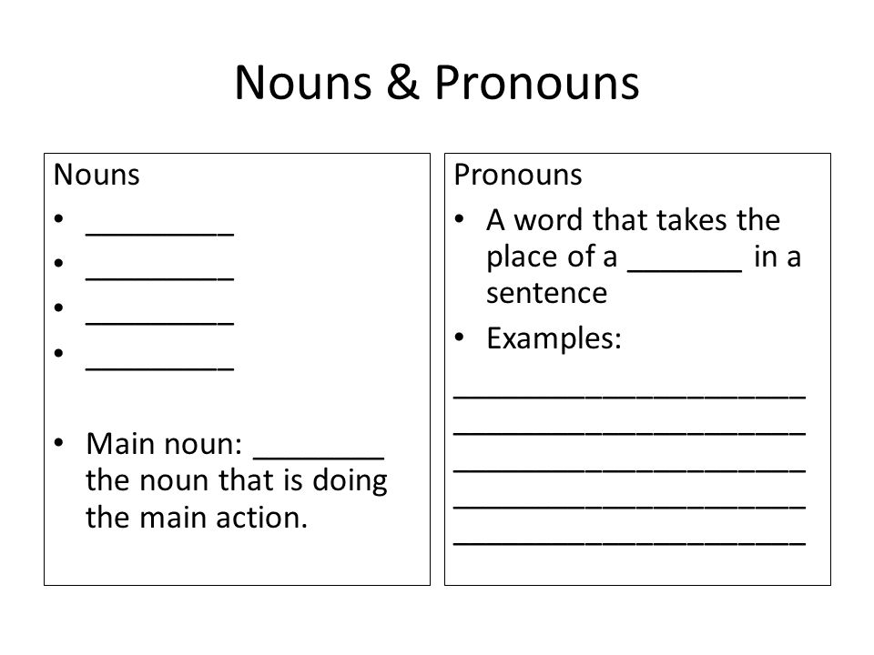 Nouns & Pronouns Nouns _________