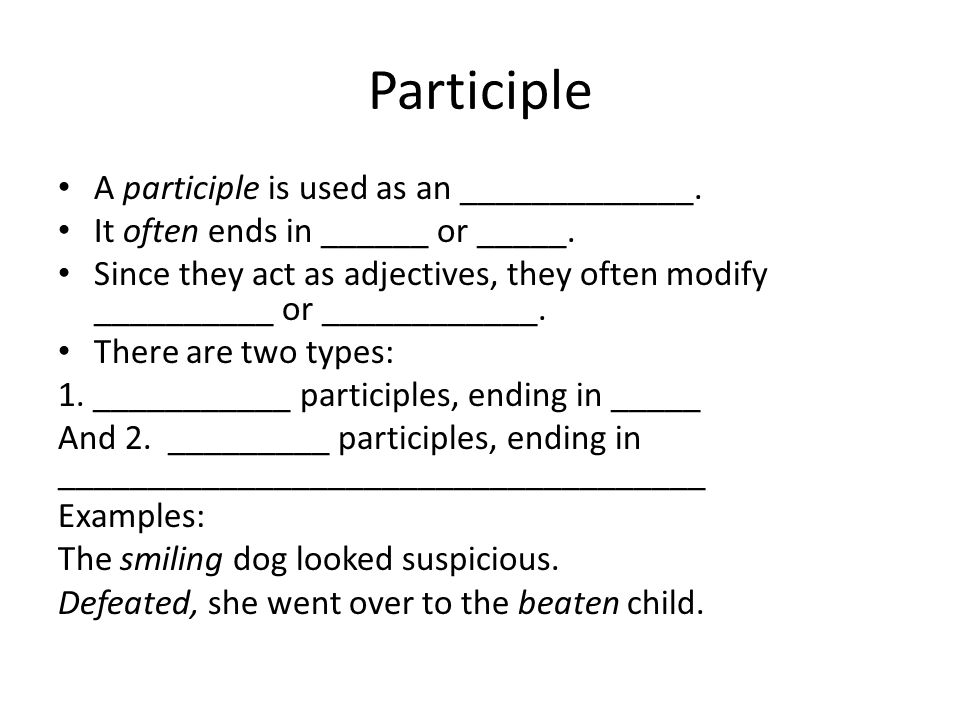 Participle A participle is used as an _____________.
