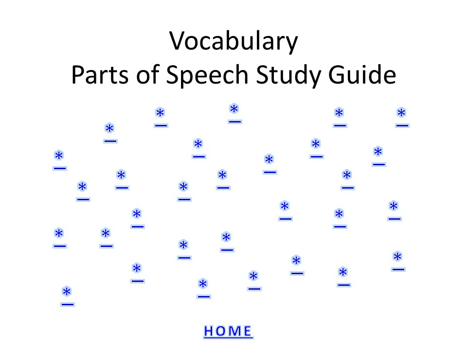 Vocabulary Parts of Speech Study Guide