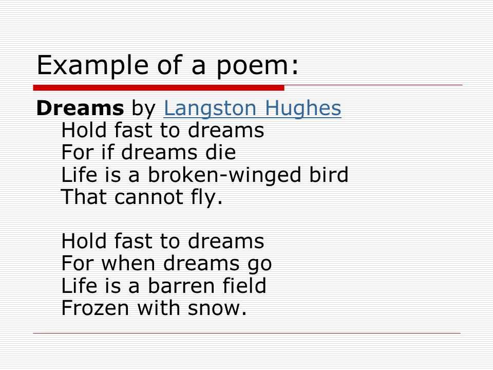 Example of a poem: