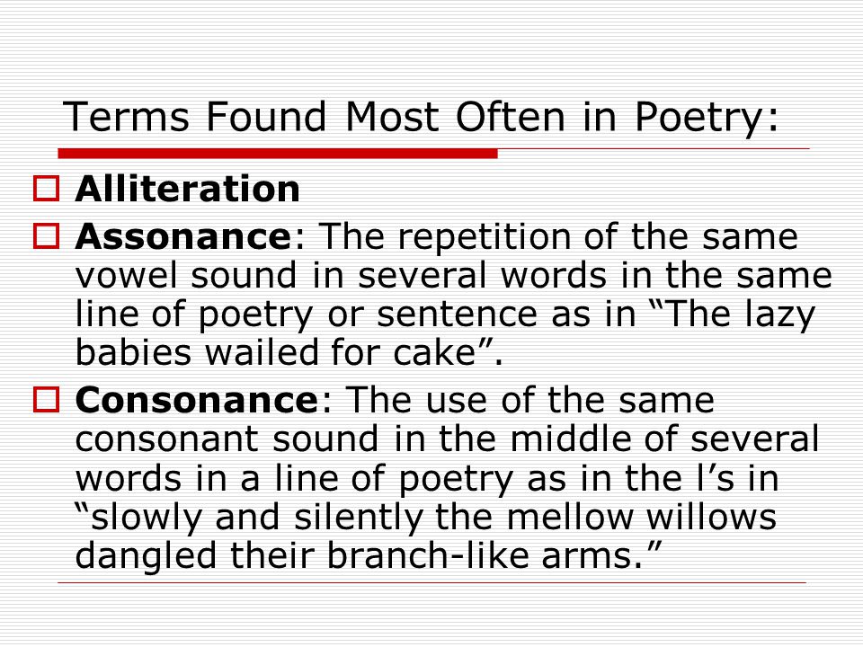 Terms Found Most Often in Poetry: