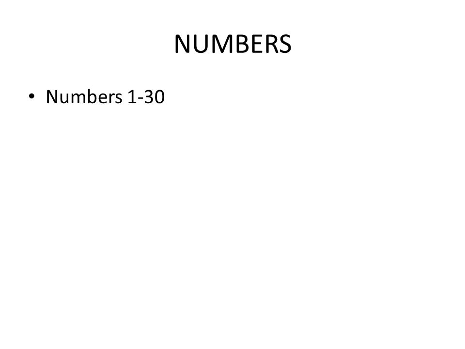 NUMBERS Numbers 1-30