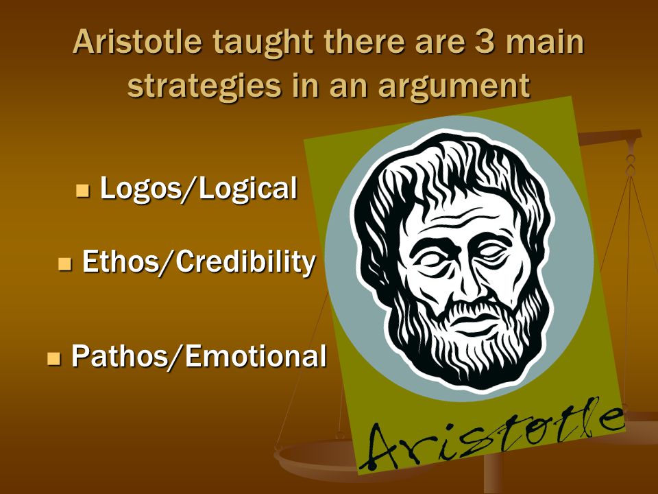 Aristotle taught there are 3 main strategies in an argument