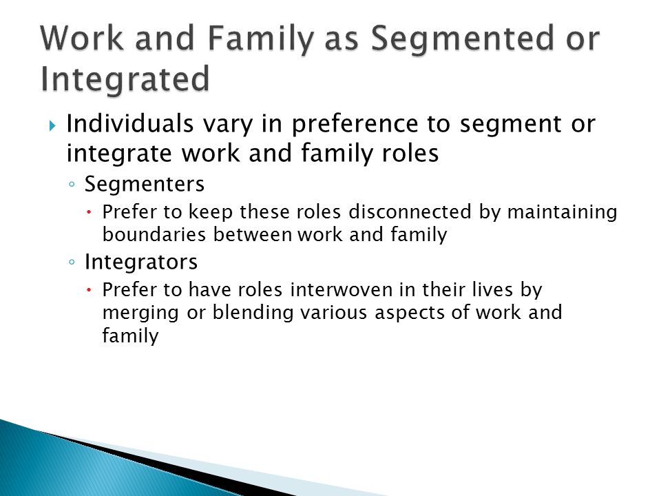 Work and Family as Segmented or Integrated