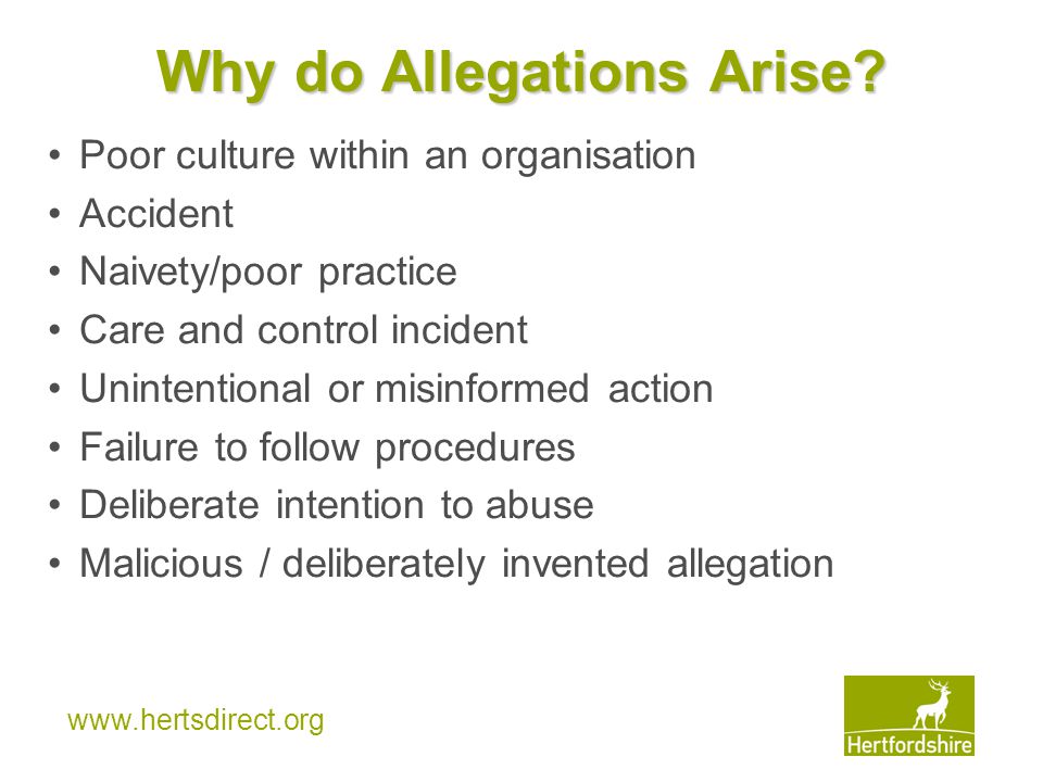 Why do Allegations Arise