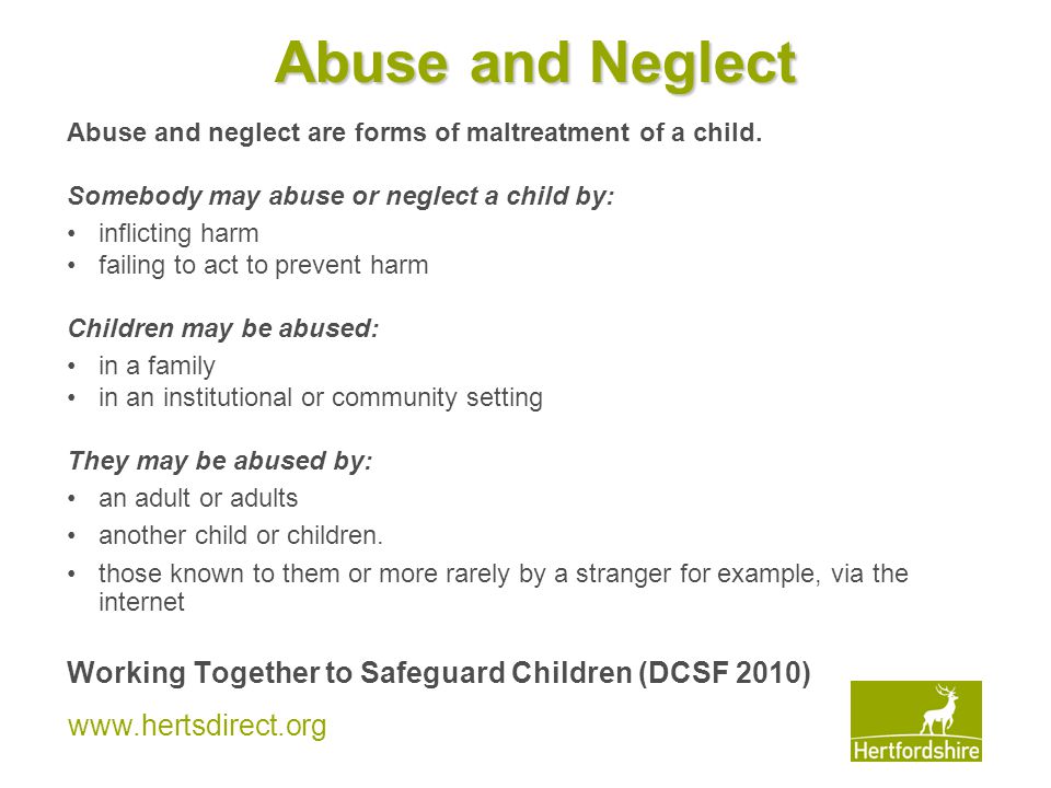 Abuse and Neglect Working Together to Safeguard Children (DCSF 2010)
