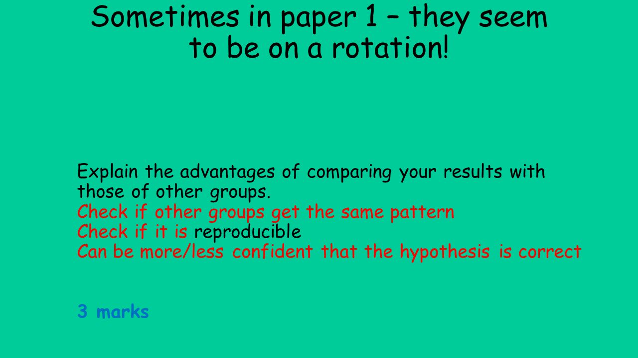 Sometimes in paper 1 – they seem to be on a rotation!