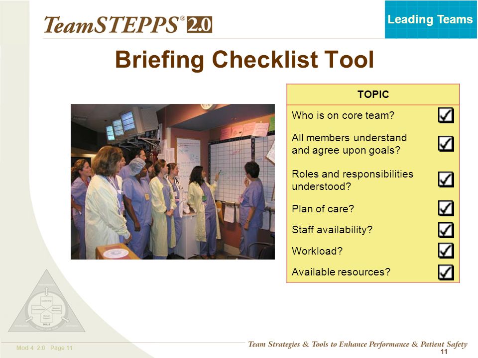 Briefing Checklist Tool