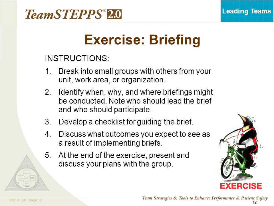 Exercise: Briefing INSTRUCTIONS: