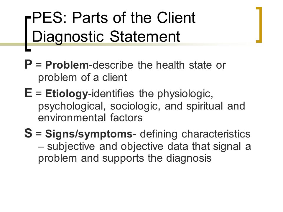 PES: Parts of the Client Diagnostic Statement