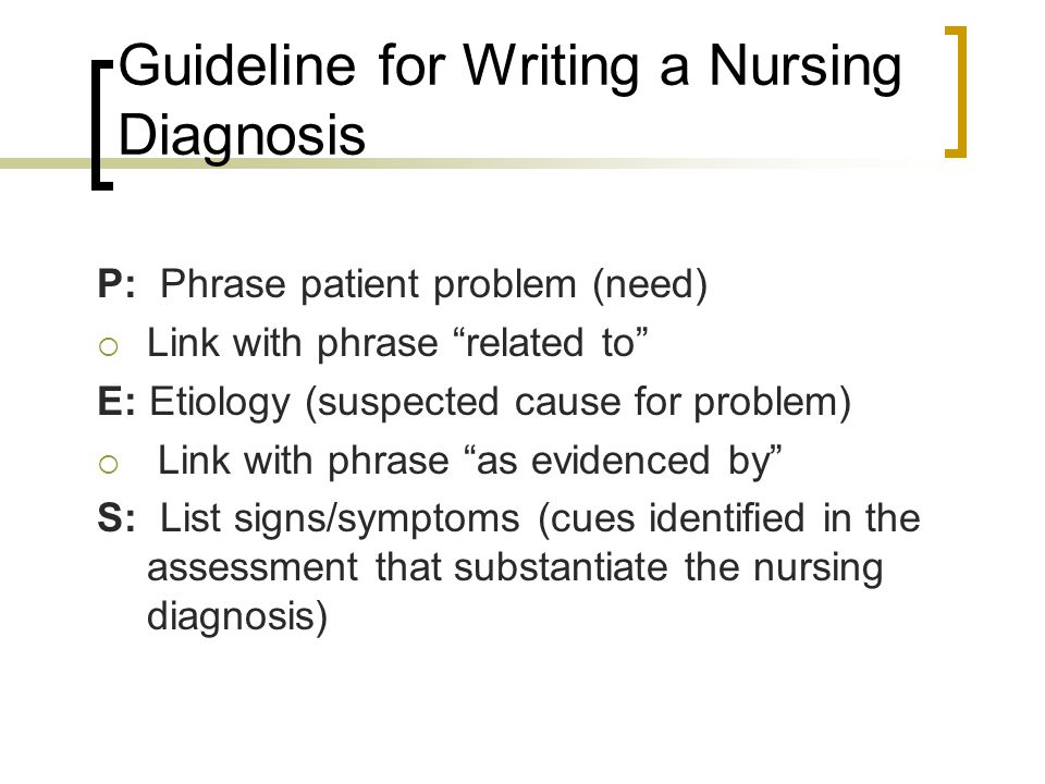 Guideline for Writing a Nursing Diagnosis
