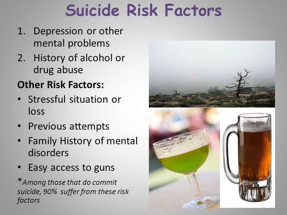 Suicide Risk Factors Depression or other mental problems