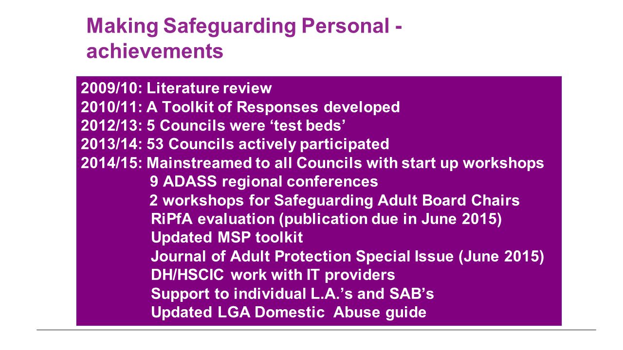 Making Safeguarding Personal - achievements