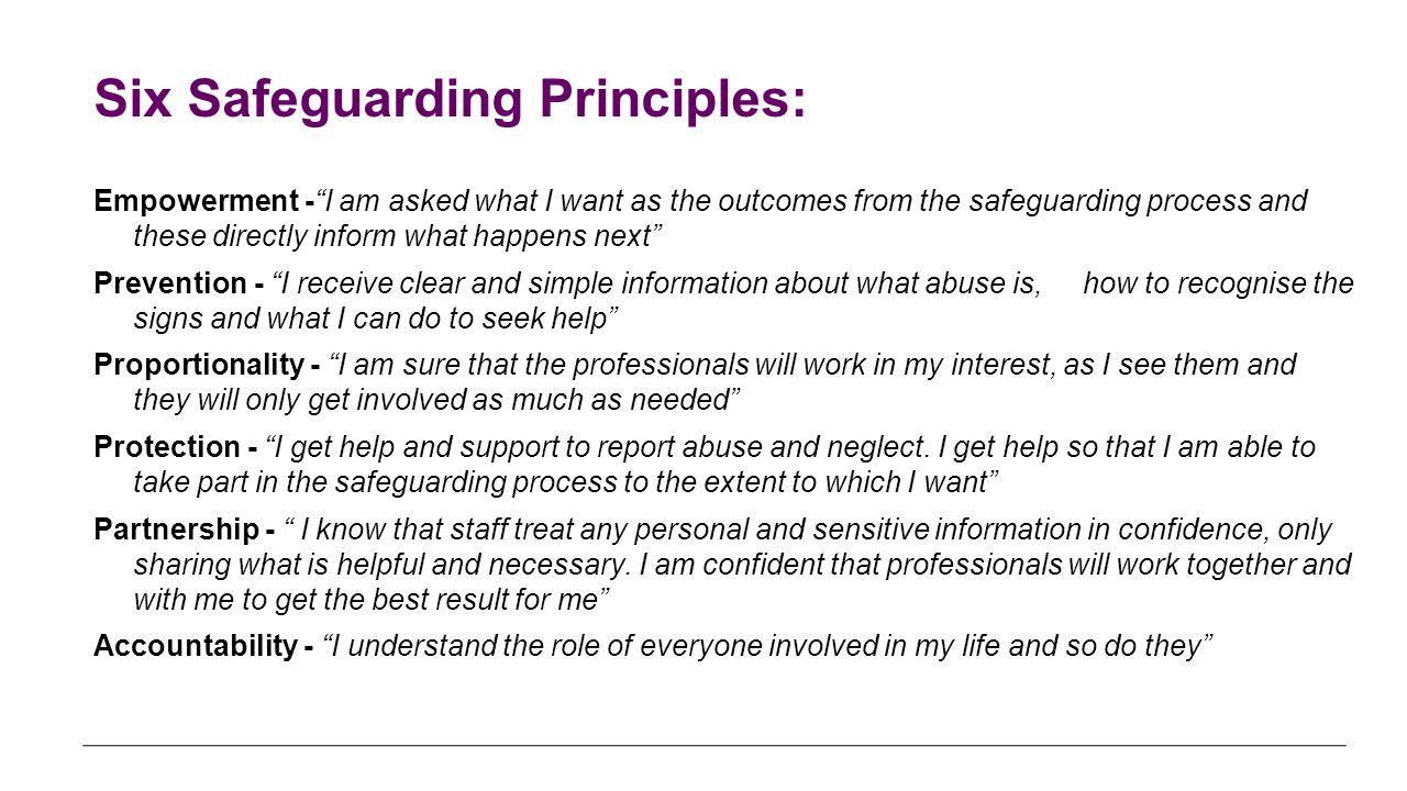 Six Safeguarding Principles: