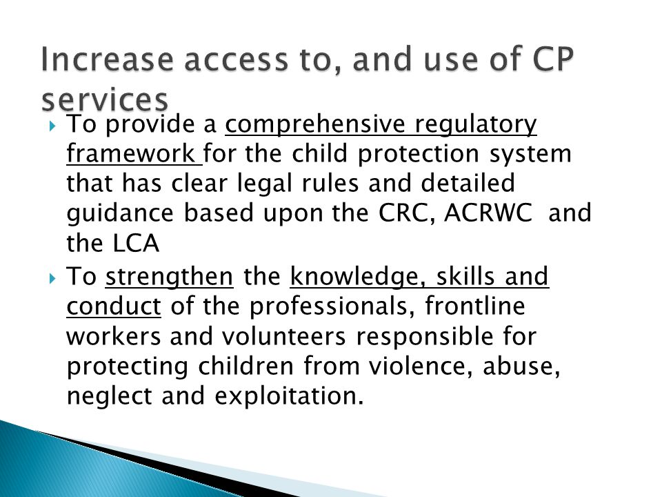 Increase access to, and use of CP services
