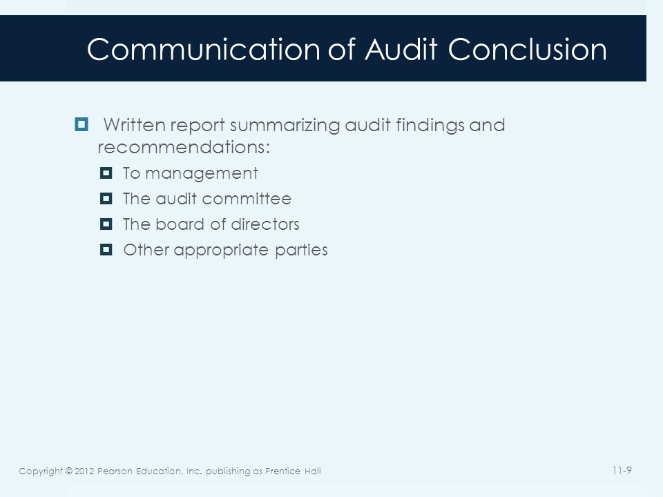 Communication of Audit Conclusion