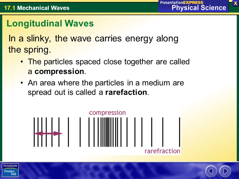 In a slinky, the wave carries energy along the spring.